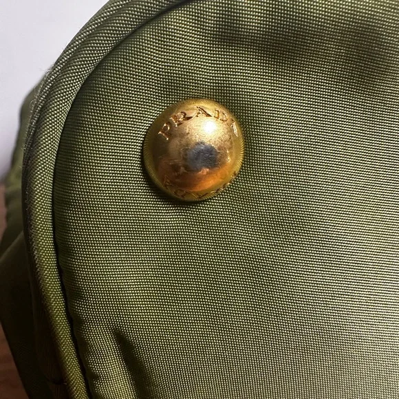 Prada Green Nylon Tote w/ Leather Trim - Picture 9 of 12